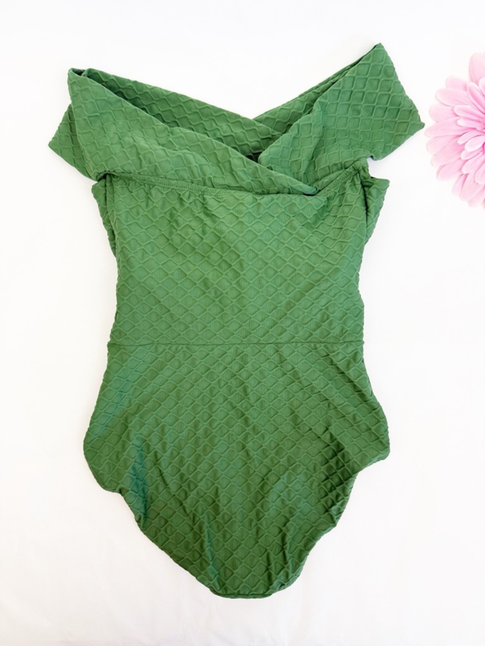 Hermoza Juliana Off-Shoulder One-Piece Swimsuit Kelly Green Swim Bathing Suit - Picture 5 of 8